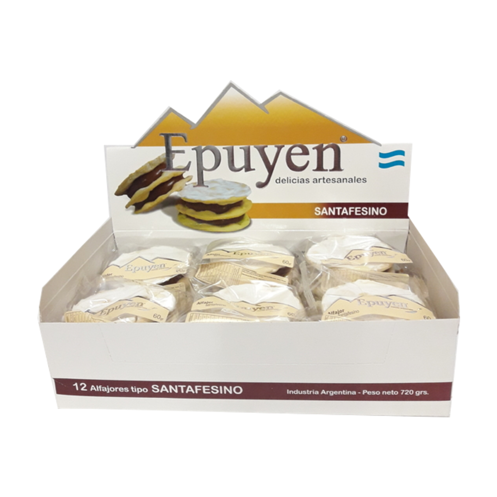 Epuyen - Triple-filled Alfajor Santafesino with Dulce de Leche, Glazed with Sugar 12u. 720g/1.58lb