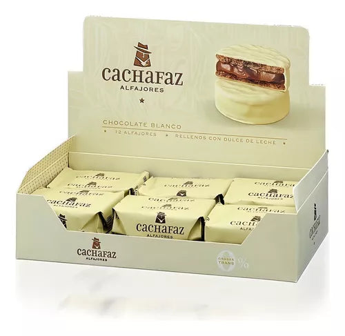 Premium Alfajor Cachafaz White Chocolate with Dulce de Leche 12u. 720g /25.2oz