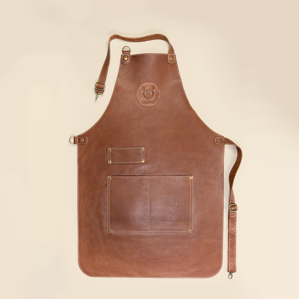 Chocolate Brown Genuine Leather BBQ Apron – Handmade Argentine Asador Apron