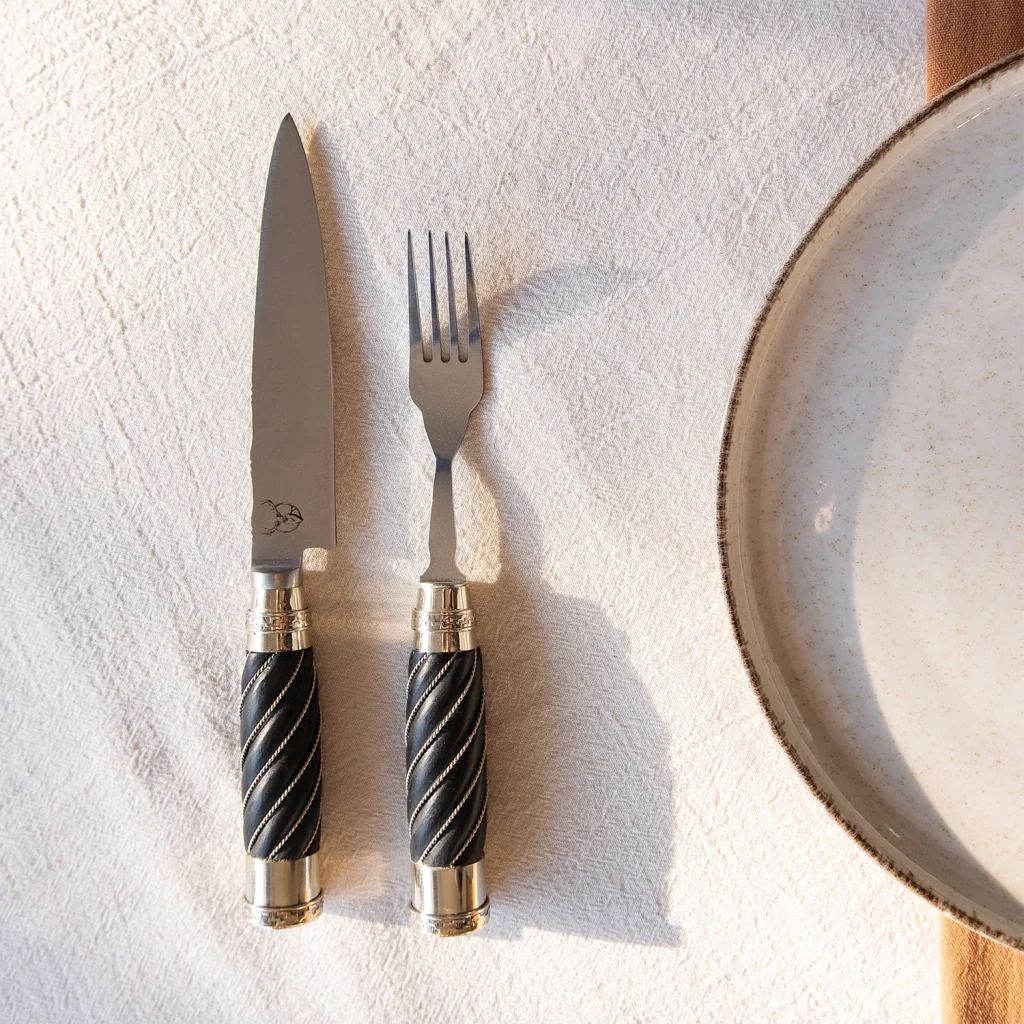 Matte Black Guayubira Cutlery Set – 12 Piece Artisan Argentine Tableware