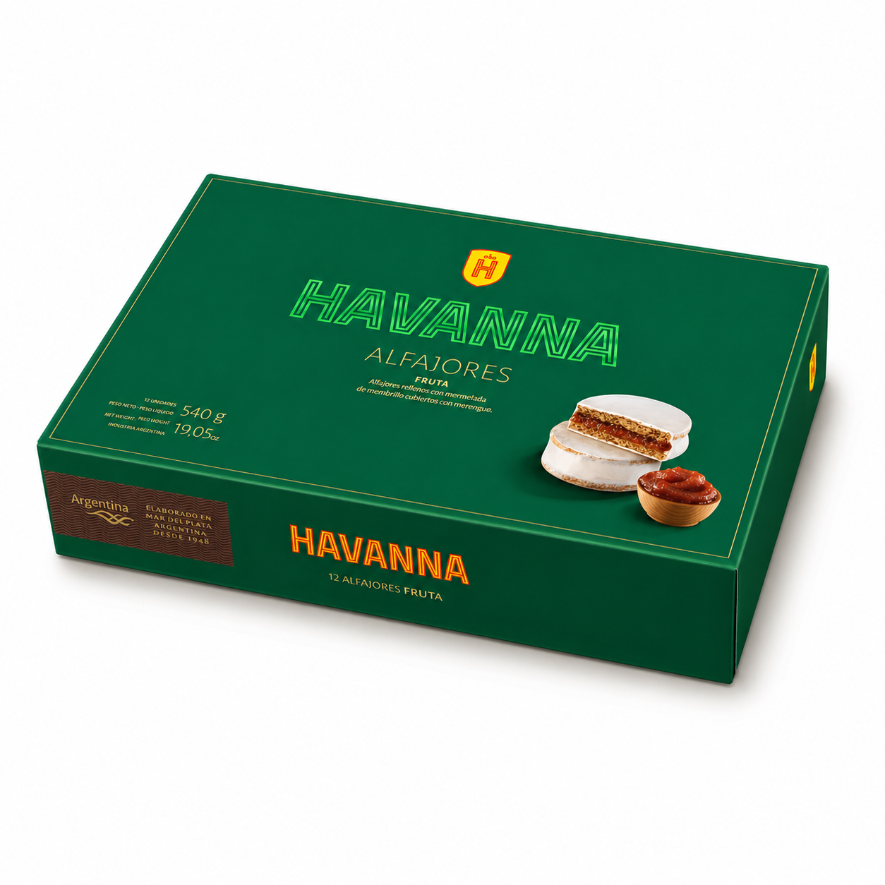 Premium Alfajor Havanna White Chocolate with Nuts and Dulce de Leche 12 units 612 g / 21.5 oz