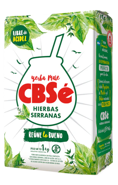 Authentic Yerba Mate CBSÉ Hierbas Serranas 1 kg / 2.2 lb