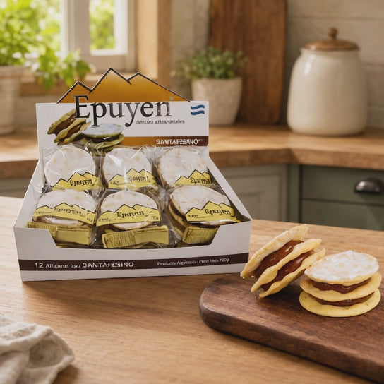 Epuyen Triple-Filled Santafesino Alfajores with Dulce de Leche & Sugar Glaze 720g (12 Pack)