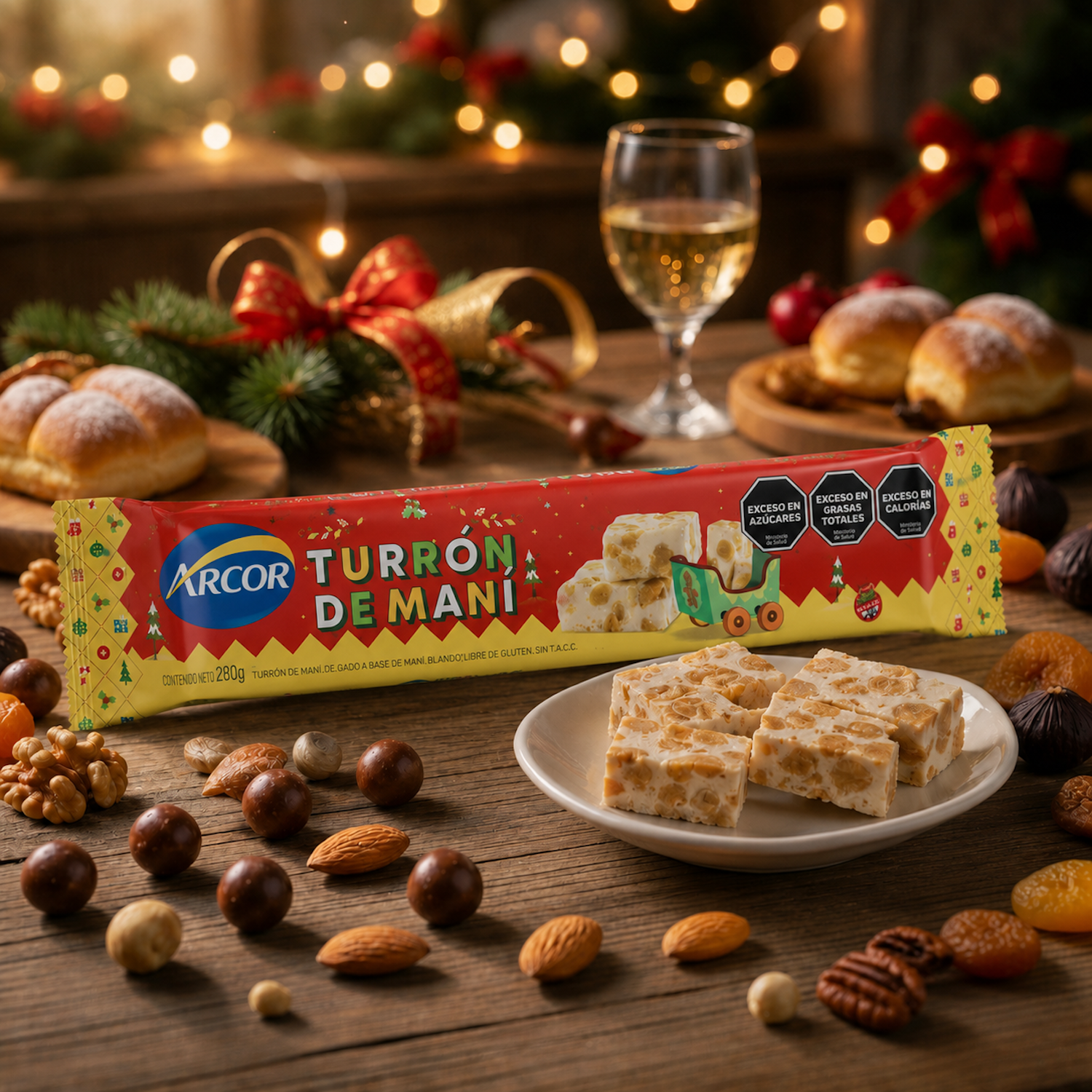 Arcor Peanut Nougat Bar 280 g / 9.9 oz | Traditional Argentine Holiday Candy
